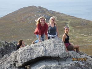 From left: Shelby, Baili, and Emily. We made it to the top!